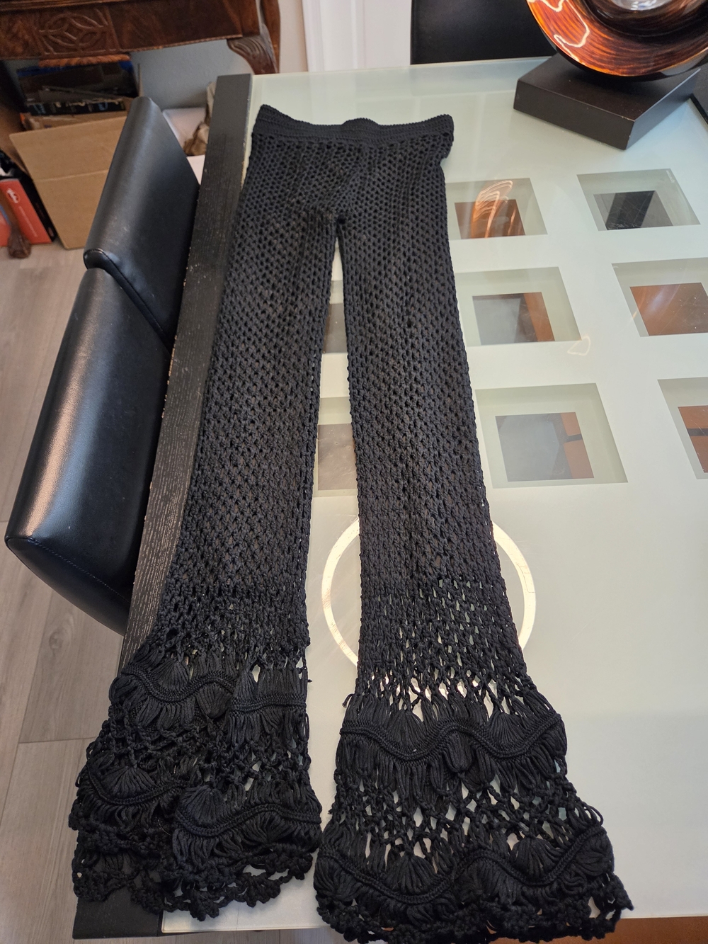 Sadie & Sage Black Crochet Flare Pants